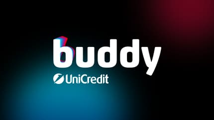 Logo Buddy UniCredit su sfondo nero