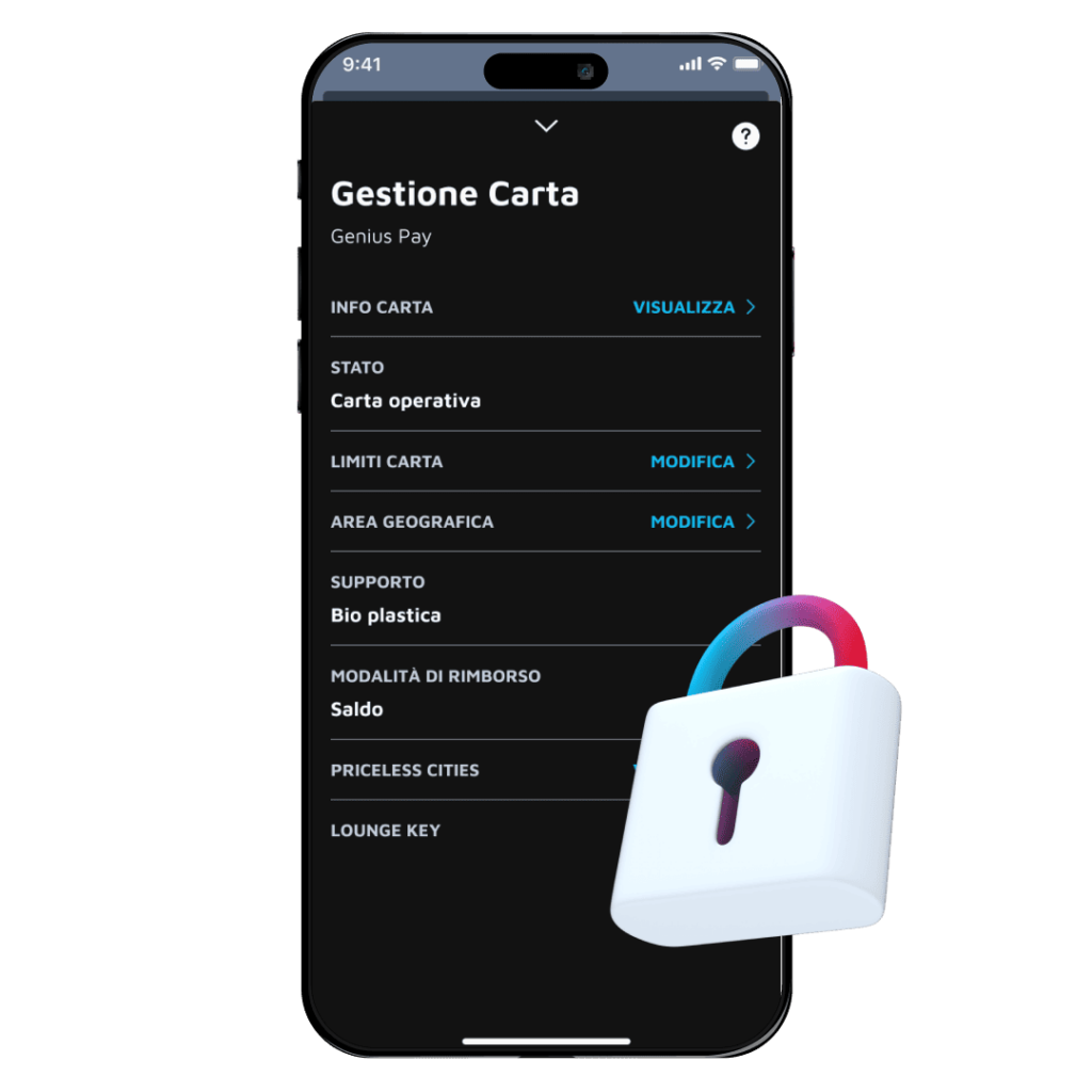 Gestione carta Genius Pay nell'app mobile UniCredit